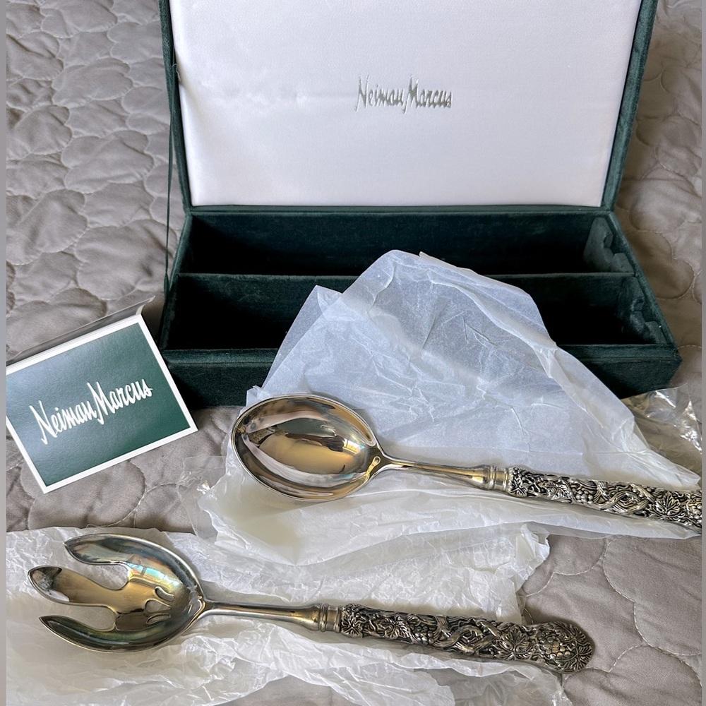 Neiman Marcus Intricate Silver Serving Set NEW